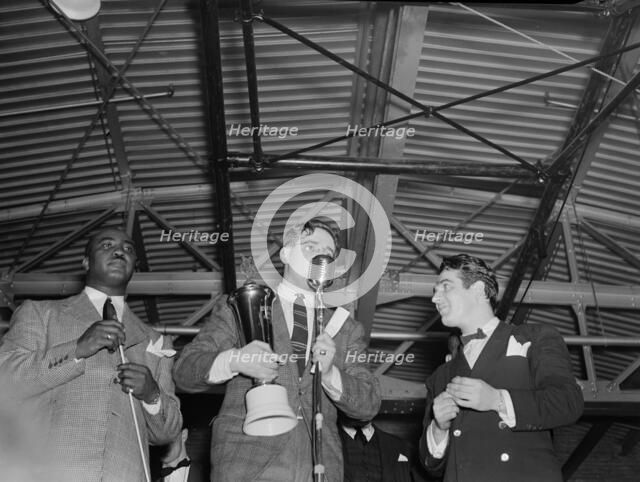 Portrait of Jimmie Lunceford, William P. Gottlieb, and Gene Krupa, Washington, D.C., ca. 1940. Creator: Delia Potofsky Gottlieb.
