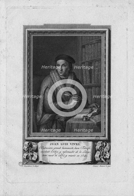 Portrait of Juan Luis Vives (1492-1540), 1791. Artist: López Enguídanos, José (1751-1812)
