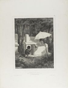 Portrait of Juguda Kazaz, Misiz, at Work as a Tomb Sculptor in the Josaphat Valley, Near T..., 1837. Creator: Auguste Raffet