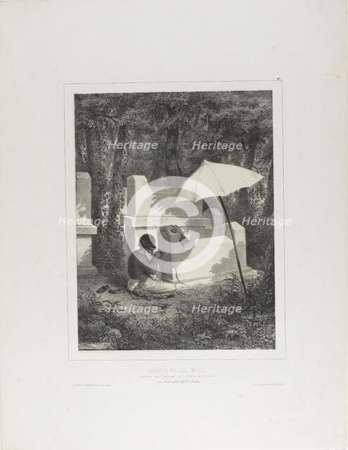 Portrait of Juguda Kazaz, Misiz, at Work as a Tomb Sculptor in the Josaphat Valley, Near T..., 1837. Creator: Auguste Raffet.