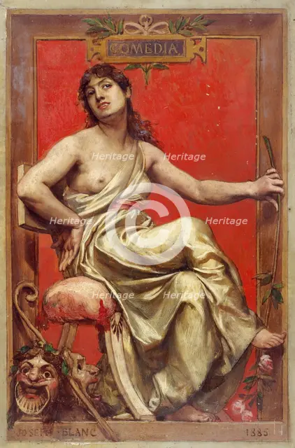 Portrait of Julia Bartet (1854-1941), in allegory of comedy, 1885. Creator: Joseph Blanc.