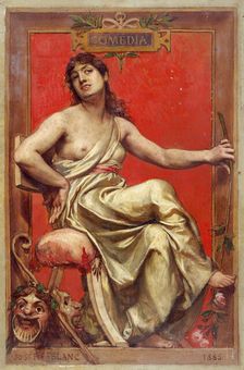 Portrait of Julia Bartet (1854-1941), in allegory of comedy, 1885. Creator: Joseph Blanc