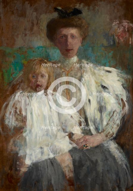 Portrait of Julia Puget née Kwilecka with Her Son Jacek, c1907. Creator: Olga Boznanska.