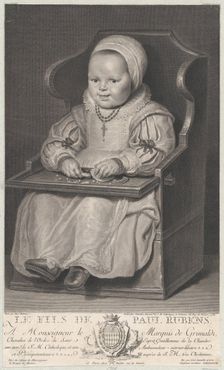 Portrait of one of Cornelis de Vos children (probably), seated in a baby chair, 1762. Creator: Manuel Salvador Carmona