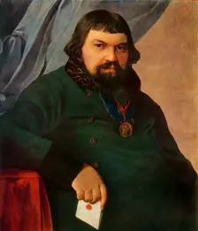 Portrait of Obrazstsov, a Merchant from Rshev 1830s?, (1965). Creator: Aleksey Venetsianov