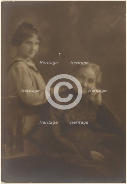 Portrait of Old Woman and Young Girl, 1907-1943. Creator: Louis Fleckenstein.