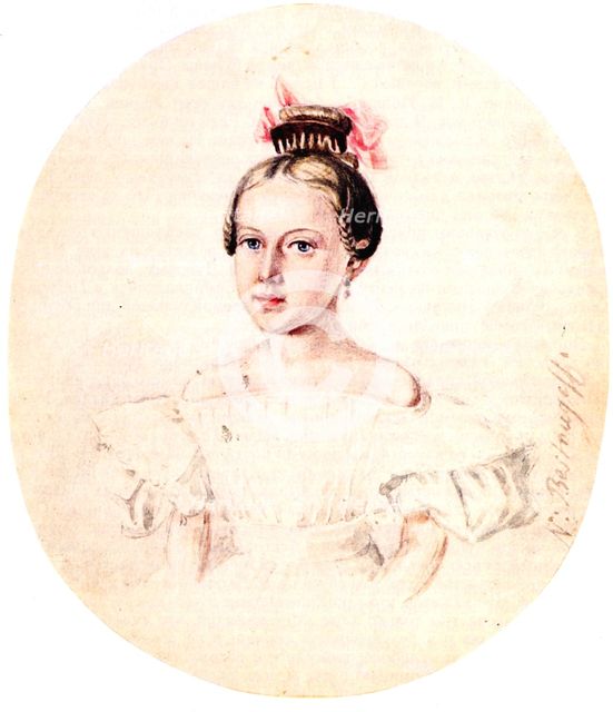 Portrait of Olga Annenkova, daughter of Decembrist Iwan Annenkow, 1836. Artist: Bestuzhev, Nikolai Alexandrovich (1791-1855)