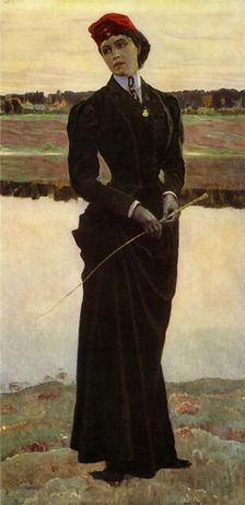 Portrait of Olga Mikhailovna Nesterova-Shretera, the Artist's Daughter c1906, (1965). Creator: Mikhail Nesterov