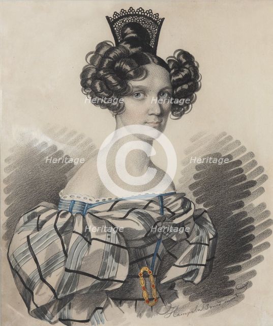 Portrait of Olga Nikolaevna Talyzina, née Zubova (1803-1882), Early 1830s. Creator: Hampeln, Carl, von (1794-after 1880).
