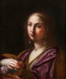 Portrait of Ortensia Leoni Cordini as Saint Dorothy, 1661. Creator: Sirani, Elisabetta (1638-1665)