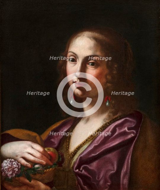Portrait of Ortensia Leoni Cordini as Saint Dorothy, 1661. Creator: Sirani, Elisabetta (1638-1665).