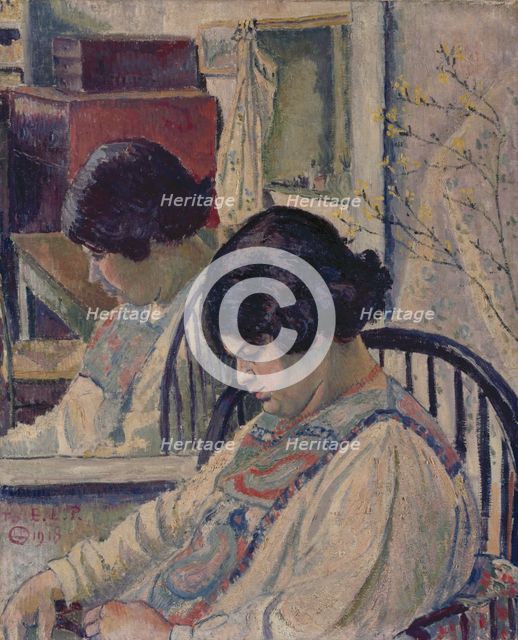 Portrait of Orovida Pissarro, 1918. Creator: Lucien Pissarro.