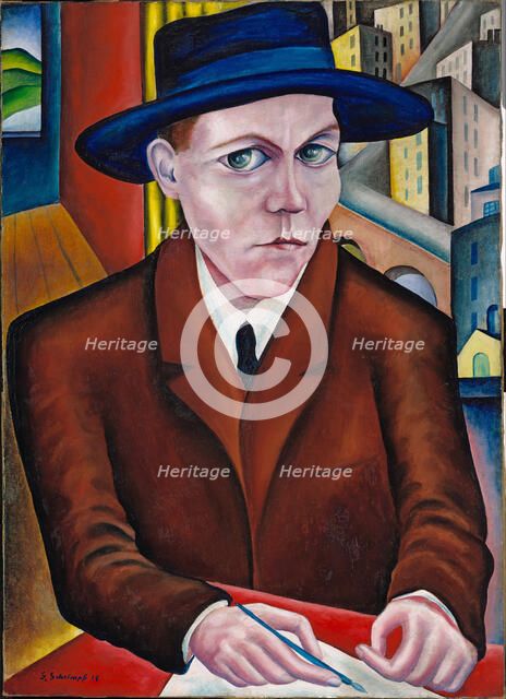 Portrait of Oskar Maria Graf. Artist: Schrimpf, Georg (1889-1939)