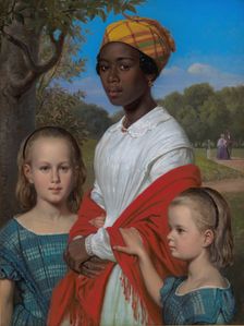 Portrait of Otto Marstrand's two Daughters and their West-Indian Nanny, Justina...Copenhagen, 1857. Creator: Wilhelm Marstrand