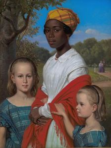 Portrait of Otto Marstrand's two Daughters and their West-Indian Nanny, Justina...Copenhagen, 1857. Creator: Wilhelm Marstrand