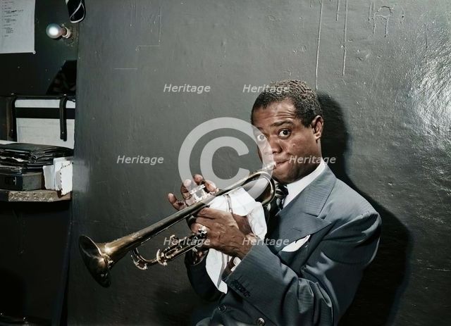 Portrait of Louis Armstrong, Aquarium, New York, N.Y., ca. July 1946. Creator: William Paul Gottlieb.