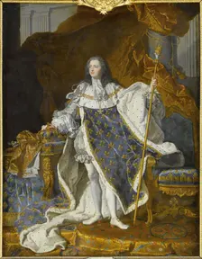 Portrait of Louis XV in his royal costume. Artist: Rigaud, Hyacinthe François Honoré (1659-1743)