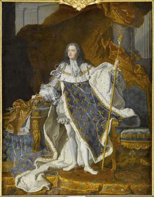 Portrait of Louis XV in his royal costume. Artist: Rigaud, Hyacinthe François Honoré (1659-1743)