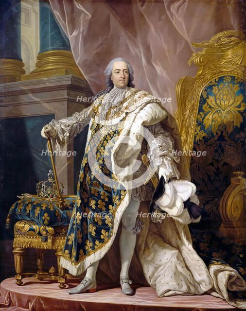 Portrait of Louis XV in his royal costume. Artist: Van Loo, Louis Michel (1707-1771)