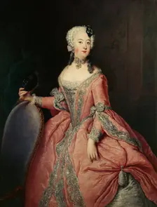 Portrait of Louisa Ulrika of Prussia (1720-1782) with a mask in her hand, ca 1744. Creator: Pesne, Antoine (1683-1757)