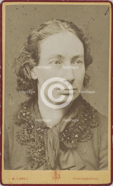 Portrait of Louise Michel (1830-1905), c.1870. Creator: Photo studio J.M. Lopez, Paris  .