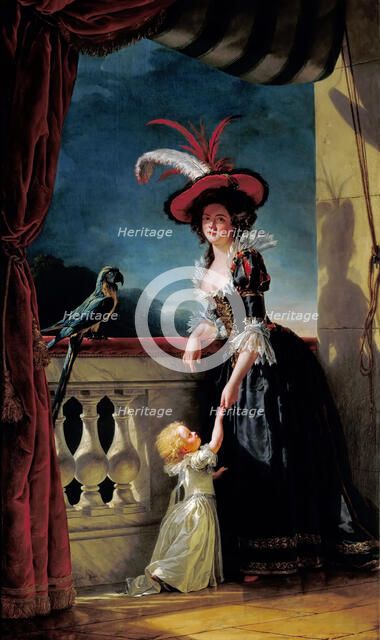 Portrait of Louise-Elisabeth of France with her son Ferdinand. Artist: Labille-Guiard, Adélaïde (1749-1803)