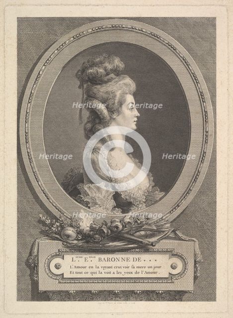 Portrait of Louise Émilie Baronne de ***, 1779. Creator: Augustin de Saint-Aubin.