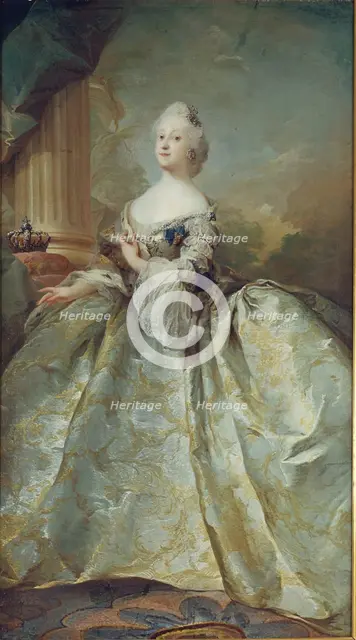 Portrait of Louise, first queen of Frederik V, 1751. Creator: Carl Gustaf Pilo.