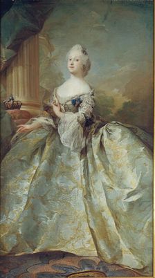Portrait of Louise, first queen of Frederik V, 1751. Creator: Carl Gustaf Pilo