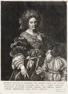 Portrait of Laura Dianti with a young servant, 1600-1625. Creator: Sadeler, Aegidius (1575-1629)