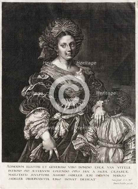 Portrait of Laura Dianti with a young servant, 1600-1625. Creator: Sadeler, Aegidius (1575-1629).