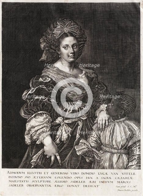 Portrait of Laura Dianti with a young servant, 1600-1625. Creator: Sadeler, Aegidius (1575-1629).