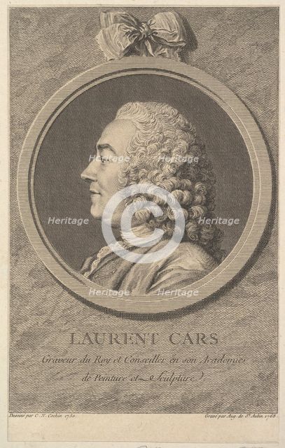 Portrait of Laurent Cars, 1768. Creator: Augustin de Saint-Aubin.