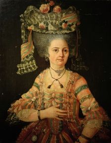 Portrait of lady with high hairstyle,1780s. Creator: Unknown