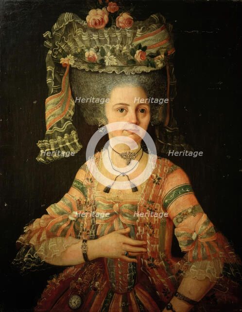 Portrait of lady with high hairstyle,1780s.  Creator: Unknown.