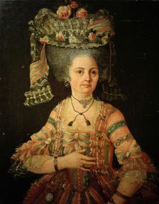 Portrait of lady with high hairstyle,1780s. Creator: Unknown