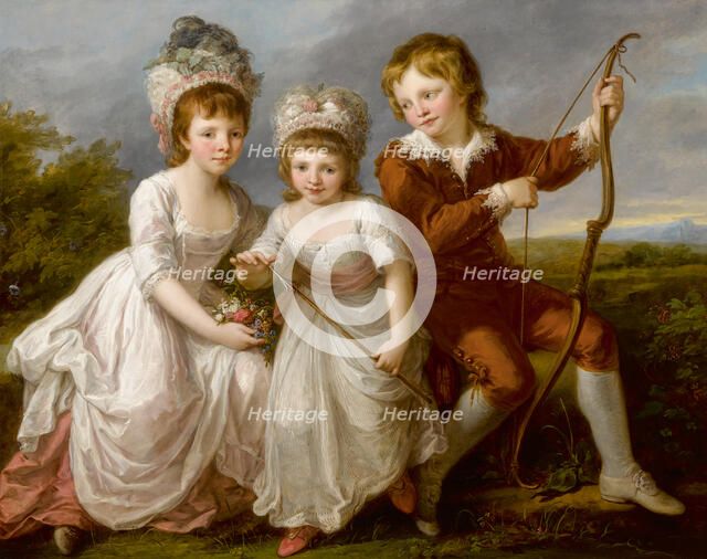 Portrait of Lady Georgiana Spencer, Henrietta Spencer and George Viscount Althorp, c. 1766. Creator: Kauffmann, Angelika (1741-1807).