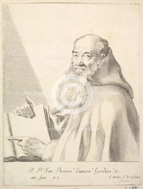 Portrait of Le Père Yves, 1677. Creator: Claude Mellan.