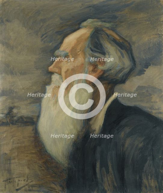 Portrait of Leo Tolstoy. Artist: Pasternak, Leonid Osipovich (1862-1945)