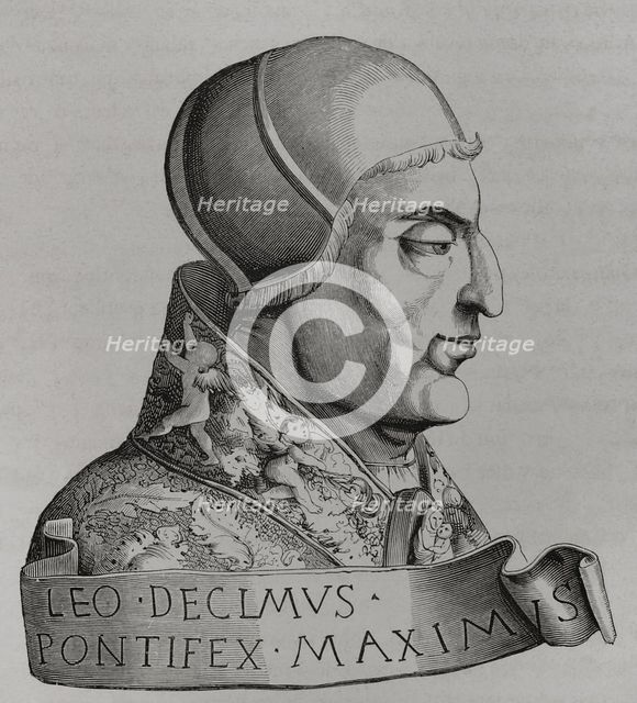 Portrait of Leo X, (1475-1521), Pope of the Catholic Church between 1513 and 1521, 1877.  Creator: Unknown.