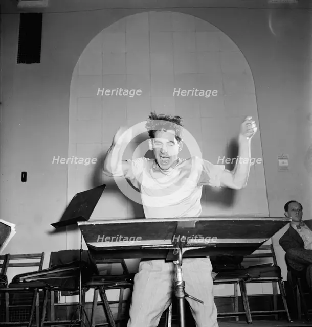 Portrait of Leonard Bernstein, Carnegie Hall, New York, N.Y., 1946. Creator: William Paul Gottlieb.