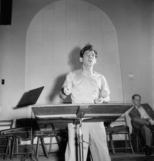 Portrait of Leonard Bernstein, Carnegie Hall, New York, N.Y., 1946. Creator: William Paul Gottlieb