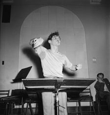 Portrait of Leonard Bernstein, Carnegie Hall, New York, N.Y., 1946. Creator: William Paul Gottlieb