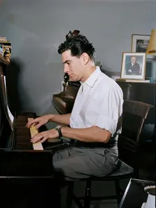 Portrait of Leonard Bernstein in his apartment, New York, N.Y., 1946. Creator: William Paul Gottlieb