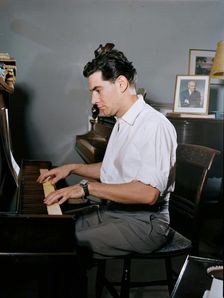 Portrait of Leonard Bernstein in his apartment, New York, N.Y., 1946. Creator: William Paul Gottlieb