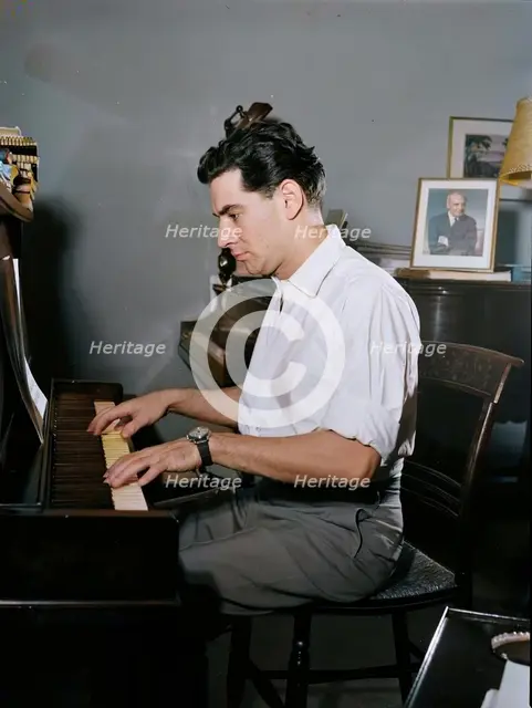 Portrait of Leonard Bernstein in his apartment, New York, N.Y., 1946. Creator: William Paul Gottlieb.