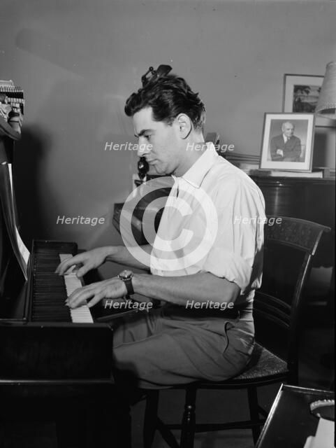 Portrait of Leonard Bernstein in his apartment, New York, N.Y., 1946. Creator: William Paul Gottlieb.