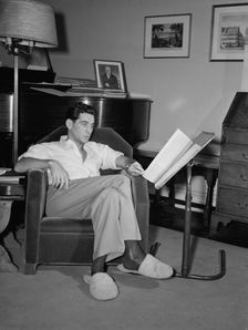 Portrait of Leonard Bernstein in his apartment, New York, N.Y., 1946. Creator: William Paul Gottlieb