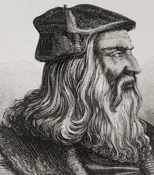 Portrait of Leonardo da Vinci, (1452-1519), Italian artist, architect and inventor, 1877. Creator: Unknown