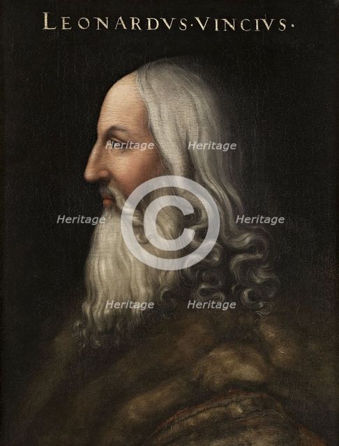 Portrait of Leonardo da Vinci (Giovio Series), 1566-1568. Artist: Dell'Altissimo, Cristofano (1525-1605)